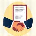 Offer and onboarding icon - handshake and document